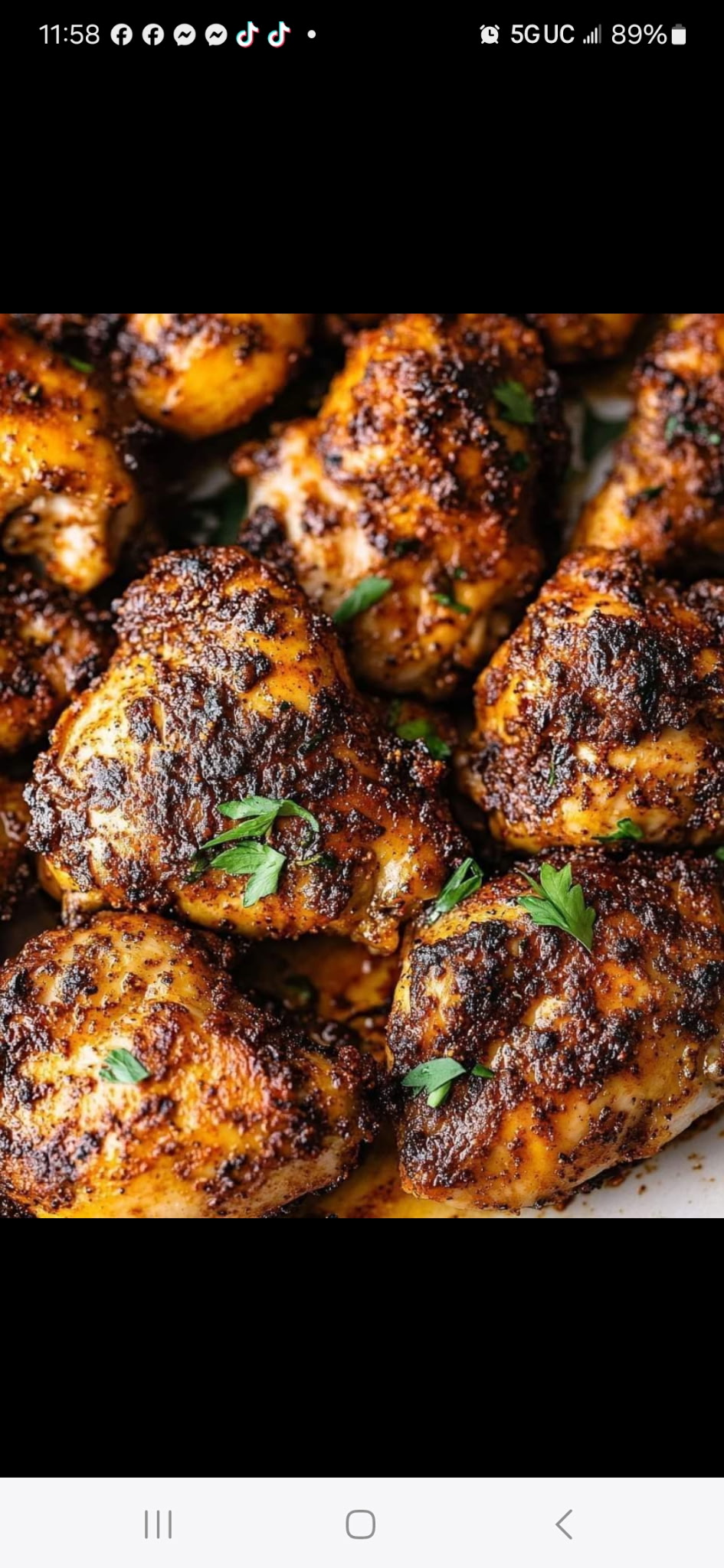 Golden seasoned chicken with fresh herbs